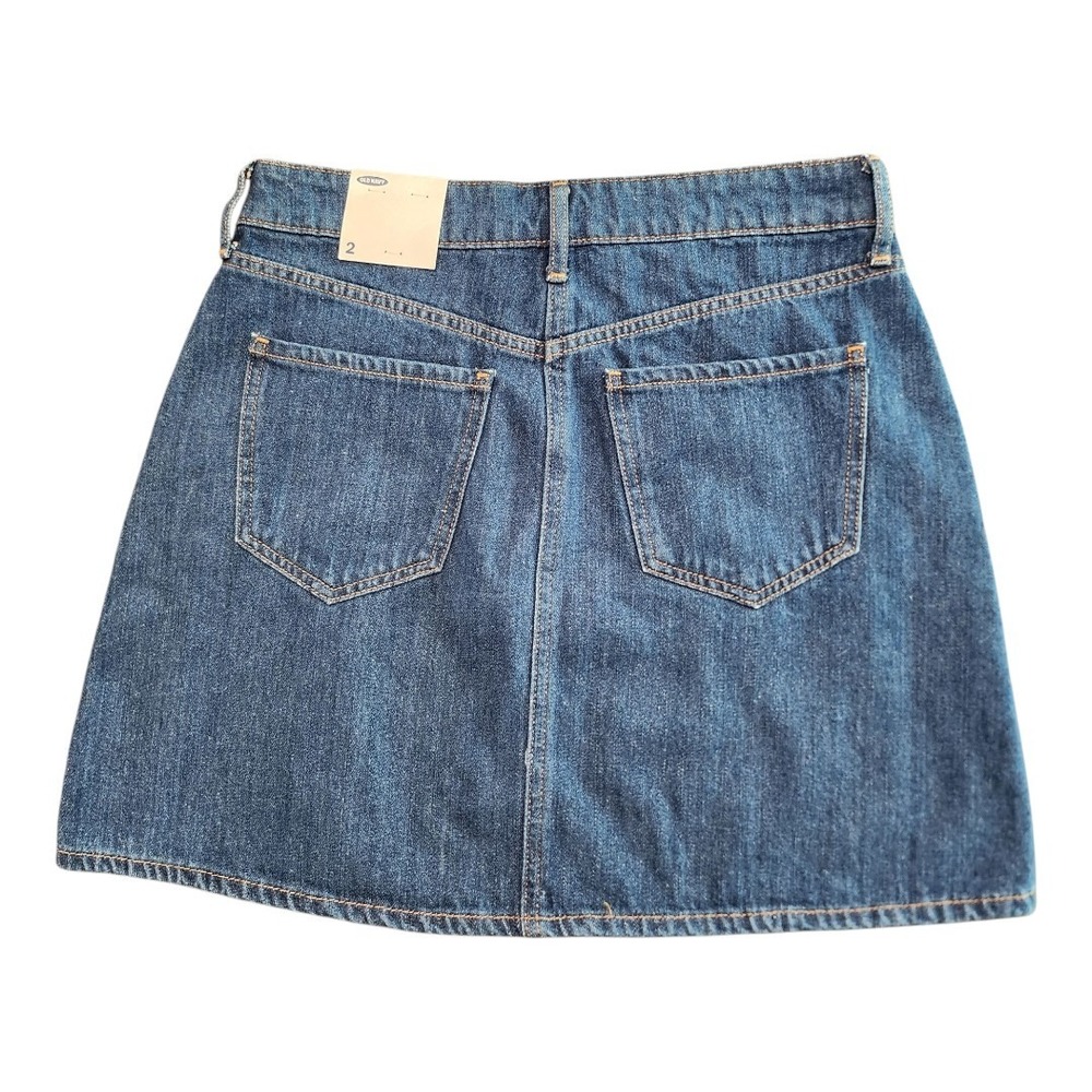 NWT Old Navy Mini Skirt Blue Jean Denim Womens Size 2 100% Cotton Pockets Boho - Picture 2 of 7